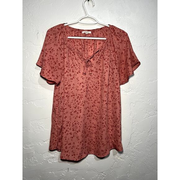 Maurices Tops - Maurices Pink Floral Short Sleeve Blouse